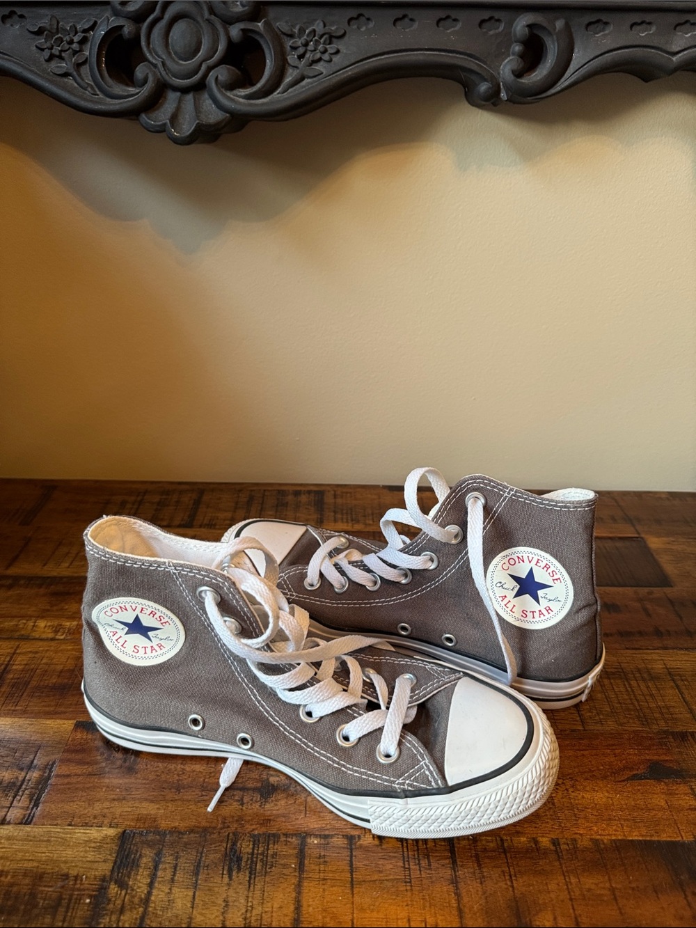 Converse High-Top Sneakers in Gray and White